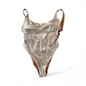 Zara Metallic Rose Gold Knotted Swimsuit | Large